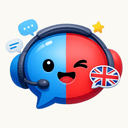 Talky app icon with a smiling blue and red speech bubble wearing a headset